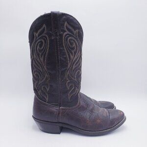Laredo Men's Cowboy Boots Brown Leather Pointed Toe Embroidered Size 11